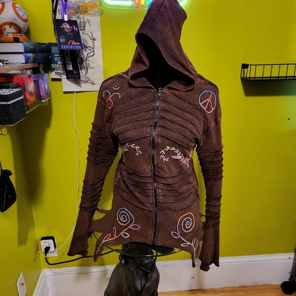 Nepal hippie festival raw hem peace hoodie - Picture 3 of 8